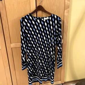Michael Kors Blue & White Geometric print dress size M
